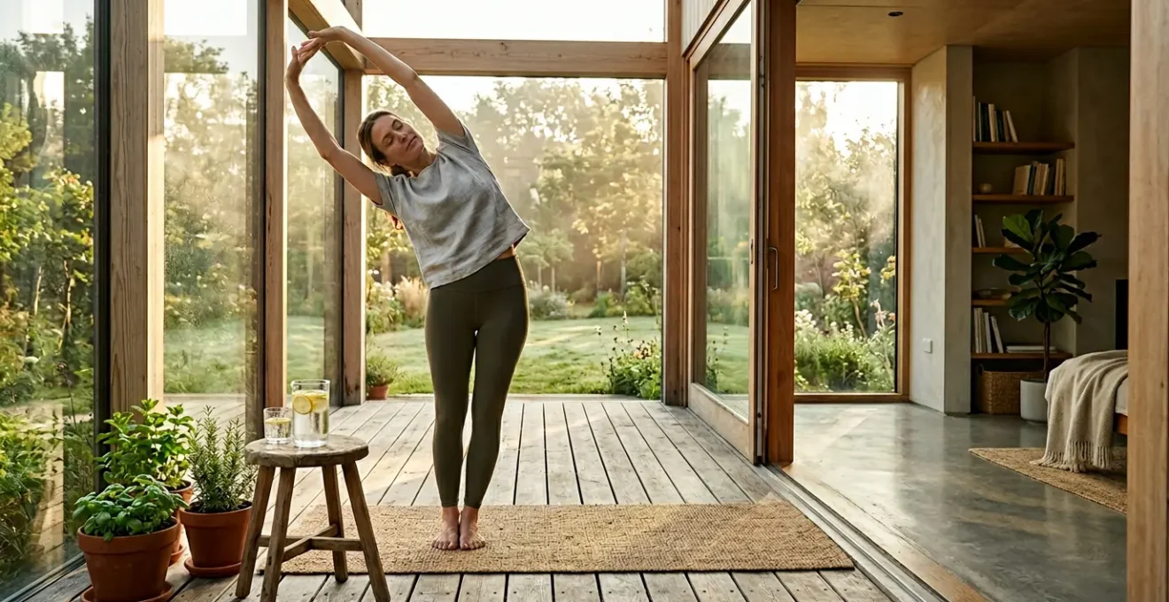 Person performing morning wellness routine with natural elements supporting immune health