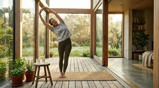 Person performing morning wellness routine with natural elements supporting immune health