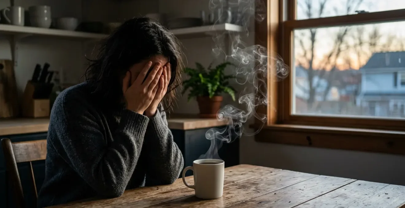 Person in quiet contemplation showing contrast between internal emotional tension and outward composure