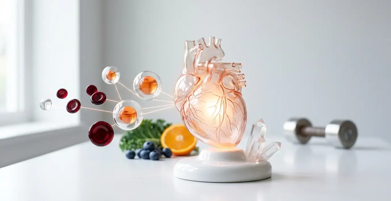 Editorial photograph showing various heart health markers beyond traditional cholesterol measurements