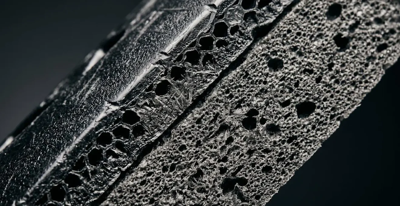 Extreme close-up of hip protector material showing protective padding structure