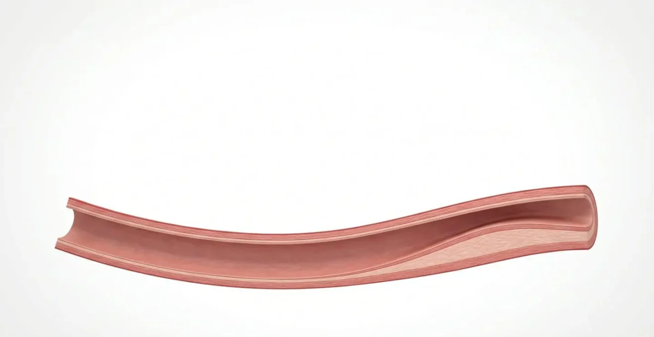 Microscopic view showing the progressive thickening of an arterial wall due to smooth muscle cell proliferation.