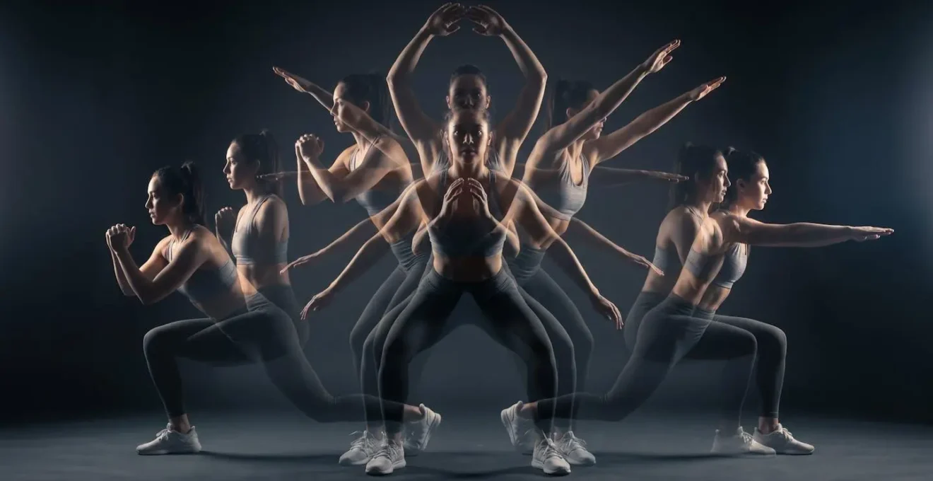 Multiple exposure showing varied movement patterns creating neural diversity