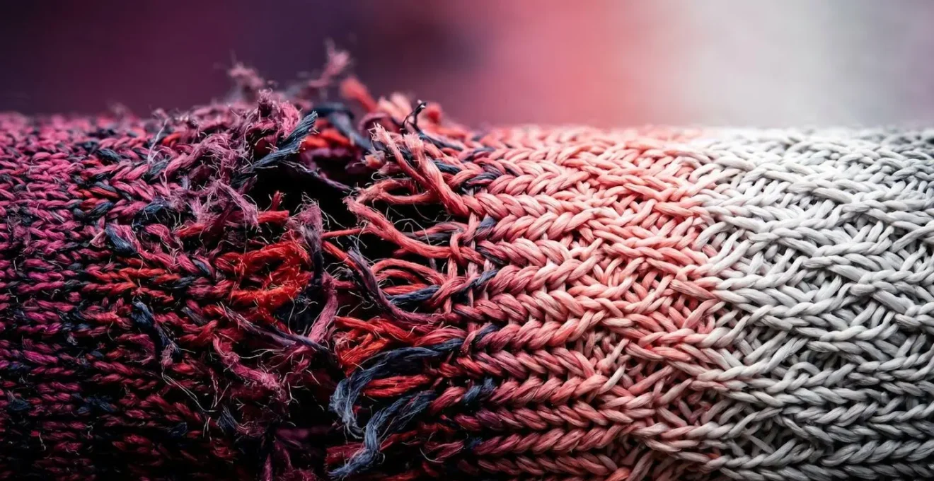 Microscopic view of muscle fiber inflammation and repair process