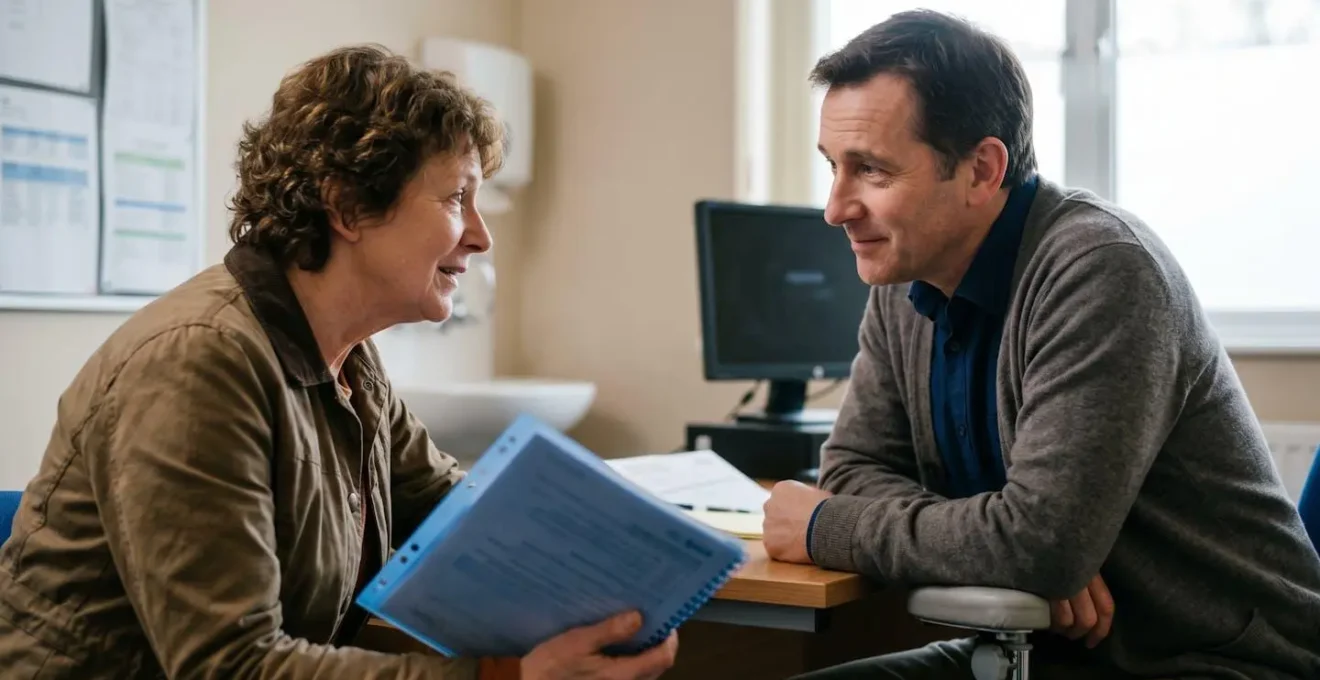 Patient and GP in collaborative discussion during medical consultation