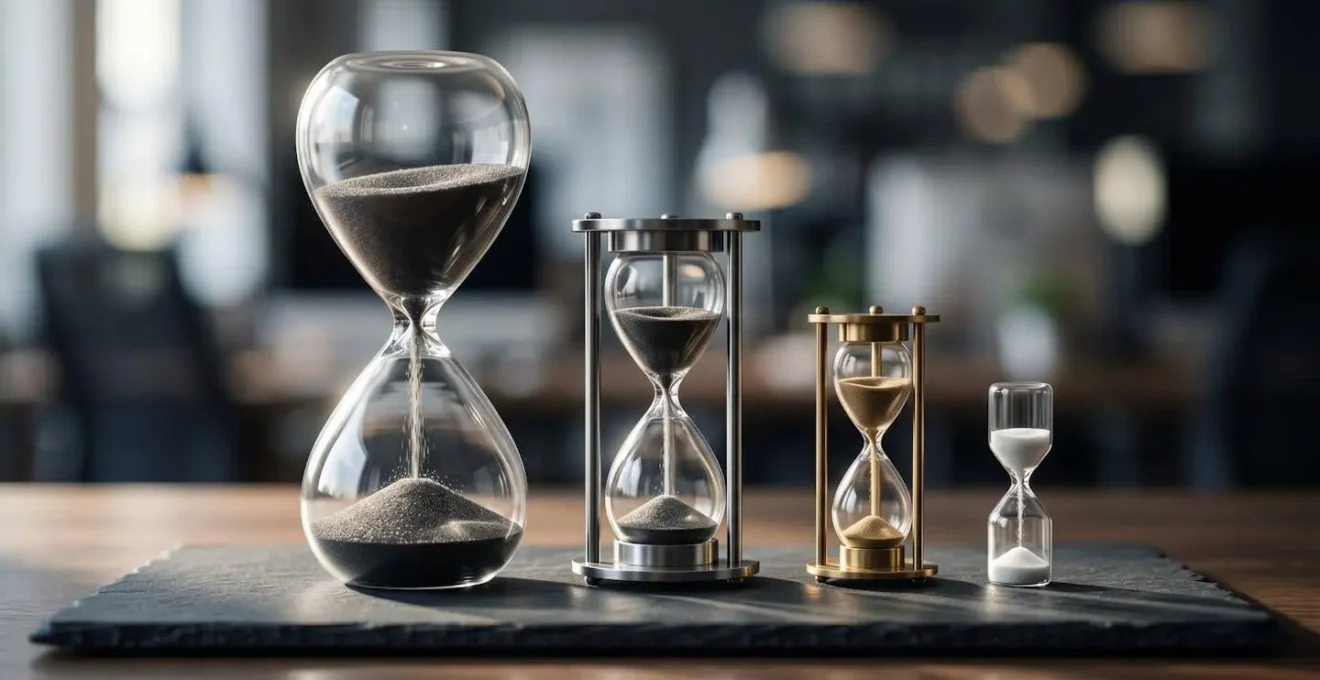 An abstract, artistic photo of hourglasses with sand flowing at different rates, symbolising the different components of metabolic energy expenditure.